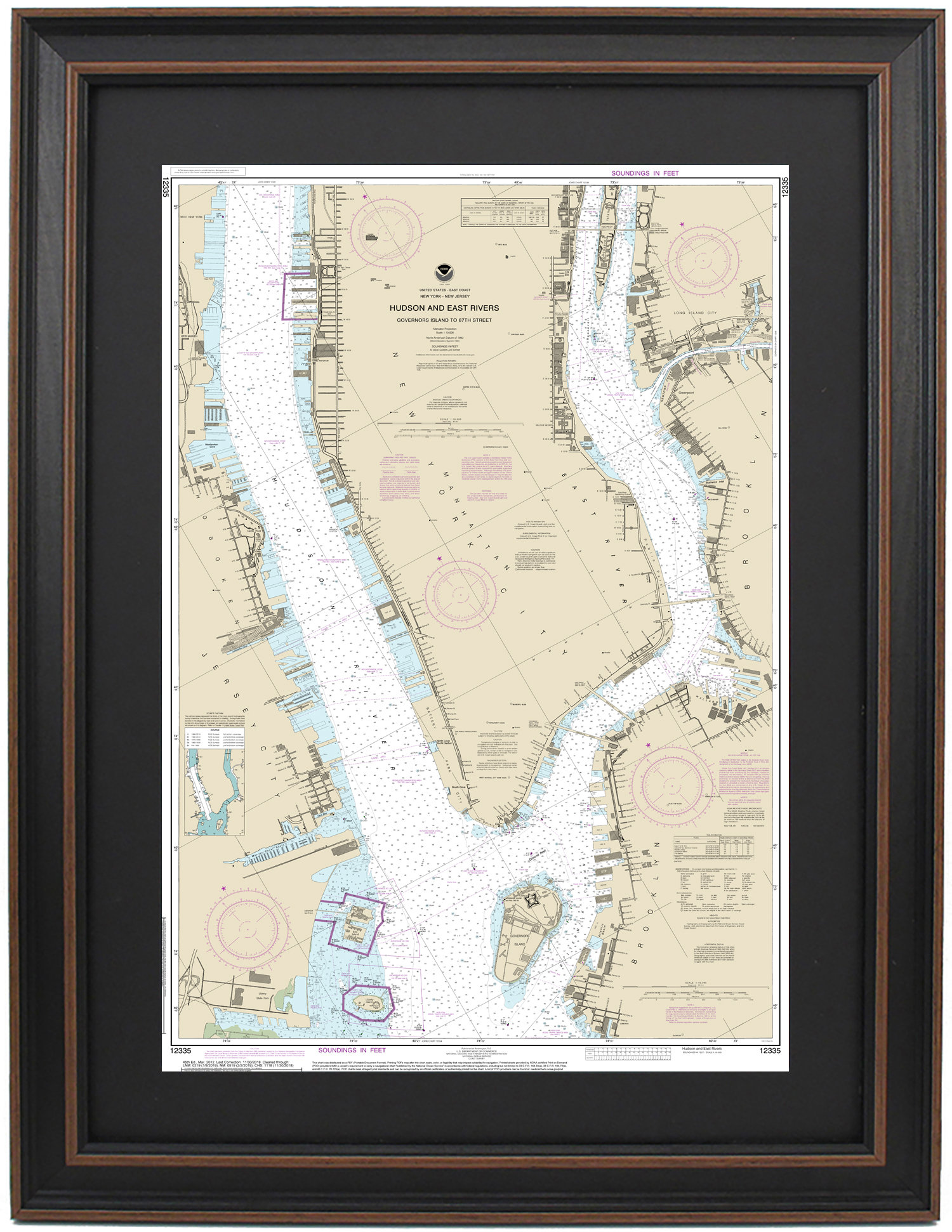 Longshore Tides Hudson And East Rivers; Lower Manhattan, NY Nautical
